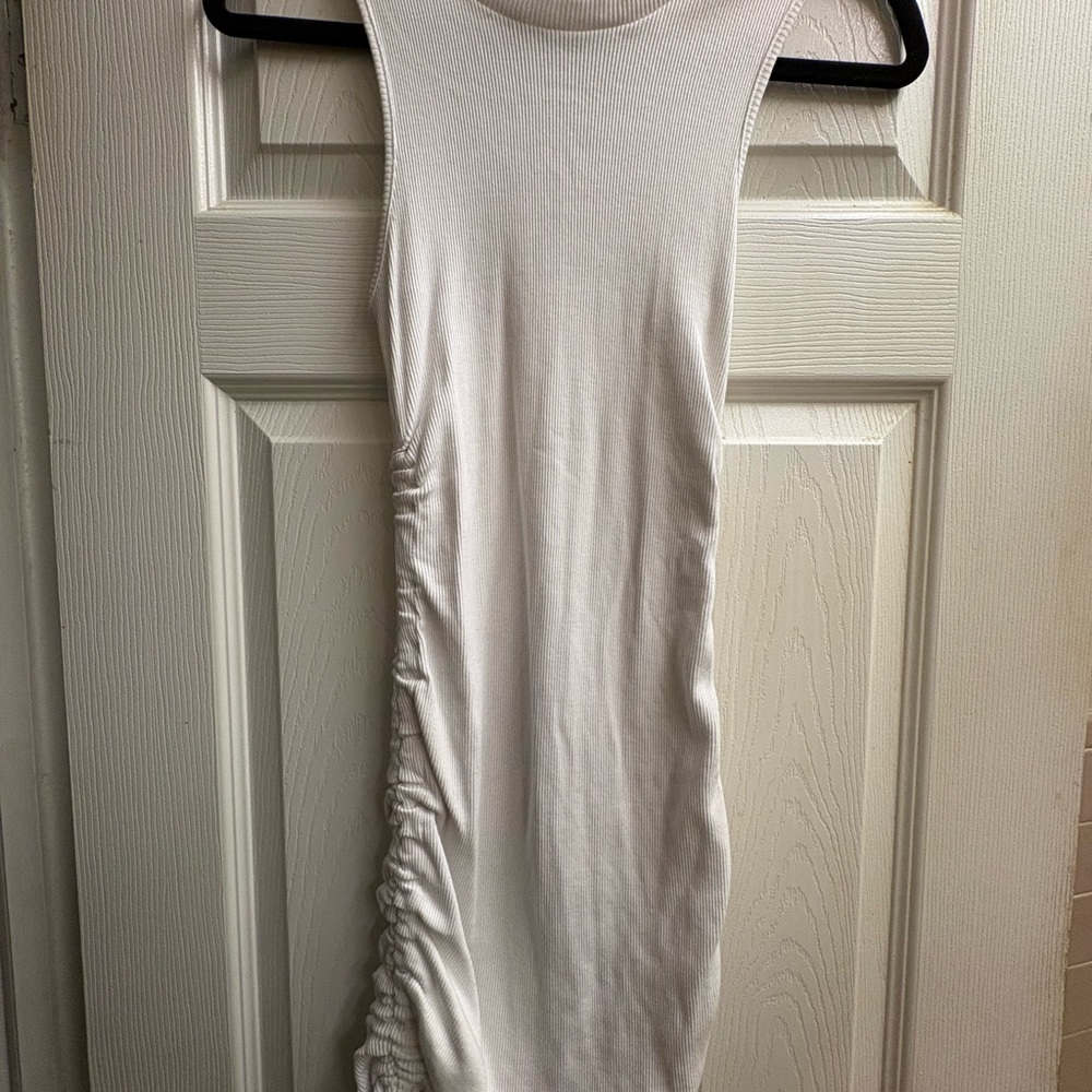 Garage White Ruched Mini Dress
